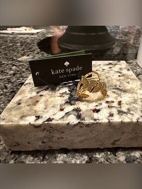 kate spade gold butterfly pavé ring